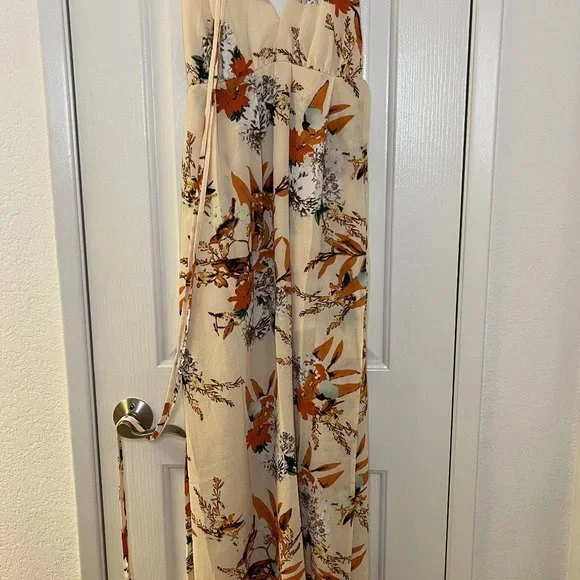 NWOT BerryGo Women's Sexy Deep V Neck Backless Floral Print Split Maxi Dress - Picture 8 of 13
